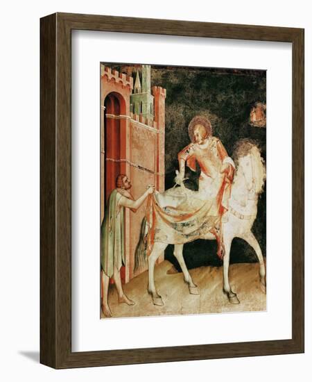 St. Martin Sharing His Cloak with the Beggar, from the Life of St. Martin, 1326-Simone Martini-Framed Giclee Print