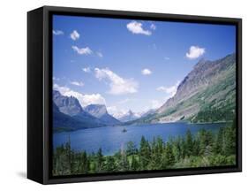 St. Mary Lake and Wild Goose Island, Glacier National Park, Rocky Mountains, USA-Geoff Renner-Framed Stretched Canvas
