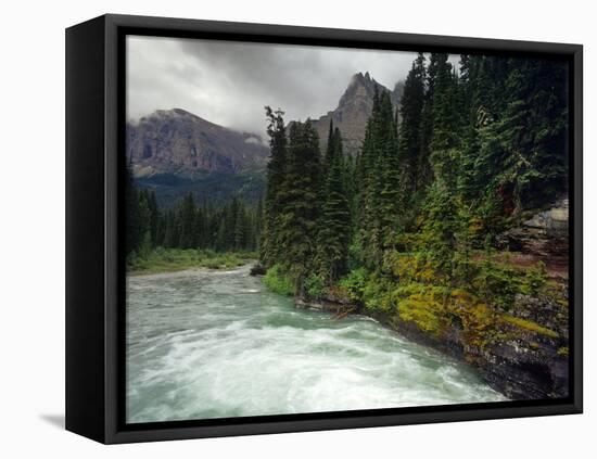 St Mary River on a Stormy Day in Glacier National Park, Montana, USA-Chuck Haney-Framed Stretched Canvas