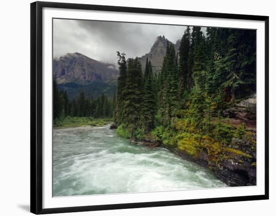 St Mary River on a Stormy Day in Glacier National Park, Montana, USA-Chuck Haney-Framed Photographic Print