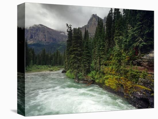 St Mary River on a Stormy Day in Glacier National Park, Montana, USA-Chuck Haney-Stretched Canvas