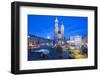 St. Mary's Basilica Illuminated at Twilight, Rynek Glowny (Old Town Square), Krakow, Poland, Europe-Kim Walker-Framed Photographic Print