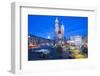 St. Mary's Basilica Illuminated at Twilight, Rynek Glowny (Old Town Square), Krakow, Poland, Europe-Kim Walker-Framed Photographic Print