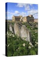 St. Mary's Church, Gravestones in Churchyard Surrounded by Cow Parsely Flowers in Spring, Whitby-Eleanor Scriven-Stretched Canvas