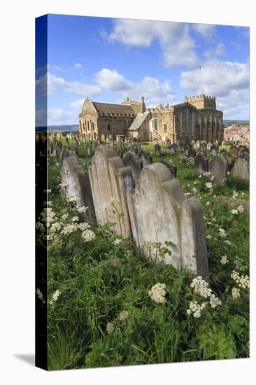 St. Mary's Church, Gravestones in Churchyard Surrounded by Cow Parsely Flowers in Spring, Whitby-Eleanor Scriven-Stretched Canvas