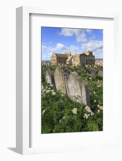 St. Mary's Church, Gravestones in Churchyard Surrounded by Cow Parsely Flowers in Spring, Whitby-Eleanor Scriven-Framed Photographic Print