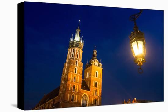 St.Mary's Church on Krakow Market Square in Night Time.-De Visu-Stretched Canvas