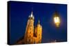 St.Mary's Church on Krakow Market Square in Night Time.-De Visu-Stretched Canvas