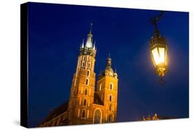 St.Mary's Church on Krakow Market Square in Night Time.-De Visu-Stretched Canvas