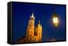St.Mary's Church on Krakow Market Square in Night Time.-De Visu-Framed Stretched Canvas