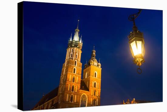 St.Mary's Church on Krakow Market Square in Night Time.-De Visu-Stretched Canvas