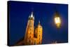 St.Mary's Church on Krakow Market Square in Night Time.-De Visu-Stretched Canvas