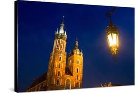 St.Mary's Church on Krakow Market Square in Night Time.-De Visu-Stretched Canvas