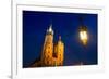 St.Mary's Church on Krakow Market Square in Night Time.-De Visu-Framed Photographic Print