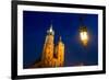 St.Mary's Church on Krakow Market Square in Night Time.-De Visu-Framed Photographic Print