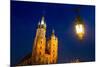 St.Mary's Church on Krakow Market Square in Night Time.-De Visu-Mounted Photographic Print