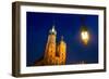 St.Mary's Church on Krakow Market Square in Night Time.-De Visu-Framed Photographic Print