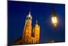 St.Mary's Church on Krakow Market Square in Night Time.-De Visu-Mounted Photographic Print