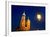 St.Mary's Church on Krakow Market Square in Night Time.-De Visu-Framed Photographic Print