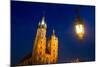 St.Mary's Church on Krakow Market Square in Night Time.-De Visu-Mounted Photographic Print