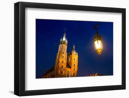 St.Mary's Church on Krakow Market Square in Night Time.-De Visu-Framed Photographic Print