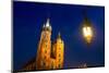 St.Mary's Church on Krakow Market Square in Night Time.-De Visu-Mounted Photographic Print