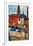 St. Mary's Church with Houses and Chimney-Auguste Macke-Framed Art Print