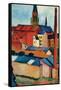 St. Mary's Church with Houses and Chimney-Auguste Macke-Framed Stretched Canvas
