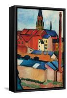 St. Mary's Church with Houses and Chimney-Auguste Macke-Framed Stretched Canvas