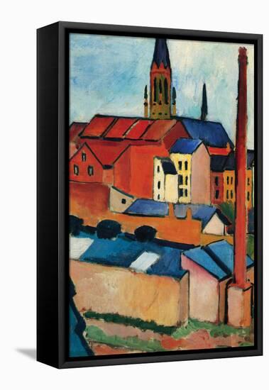 St. Mary's Church with Houses and Chimney-Auguste Macke-Framed Stretched Canvas