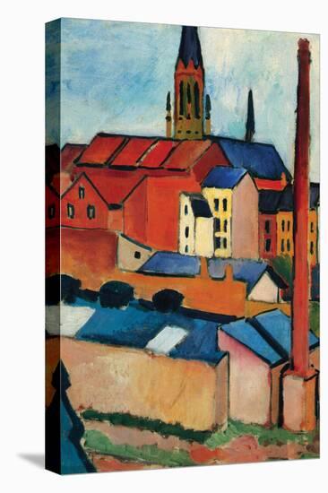 St. Mary's Church with Houses and Chimney-Auguste Macke-Stretched Canvas