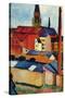 St. Mary's Church with Houses and Chimney-Auguste Macke-Stretched Canvas