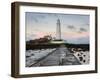 St. Mary's Island and St. Mary's Lighthouse at Dusk, Near Whitley Bay, Tyne and Wear, England, UK-Lee Frost-Framed Photographic Print