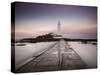 St. Mary's Island and St. Mary's Lighthouse at Dusk, Near Whitley Bay, Tyne and Wear, England, UK-Lee Frost-Stretched Canvas