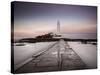 St. Mary's Island and St. Mary's Lighthouse at Dusk, Near Whitley Bay, Tyne and Wear, England, UK-Lee Frost-Stretched Canvas