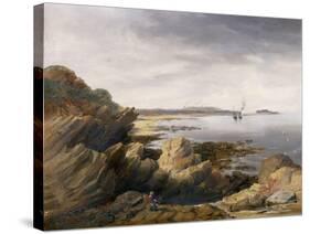 St. Mary's Island from Whitley Rocks, 1845-John Wilson Carmichael-Stretched Canvas
