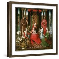 St. Mary with the Child and the Saints John the Baptist, John the Evangelist, Catherine, Barbara-Hans Memling-Framed Giclee Print