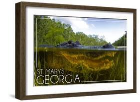 St. Marys, Georgia - Alligator Underwater-Lantern Press-Framed Art Print