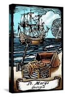 St. Marys, Georgia - Pirates - Scratchboard-Lantern Press-Stretched Canvas