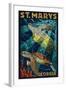 St. Marys, Georgia - Sea Turtle Mosaic-Lantern Press-Framed Art Print