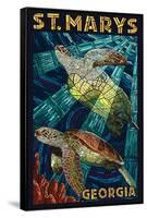 St. Marys, Georgia - Sea Turtle Mosaic-Lantern Press-Framed Stretched Canvas