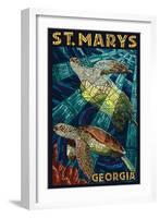 St. Marys, Georgia - Sea Turtle Mosaic-Lantern Press-Framed Art Print