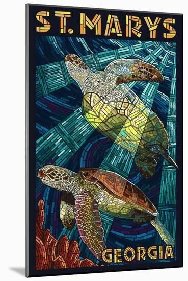 St. Marys, Georgia - Sea Turtle Mosaic-Lantern Press-Mounted Art Print