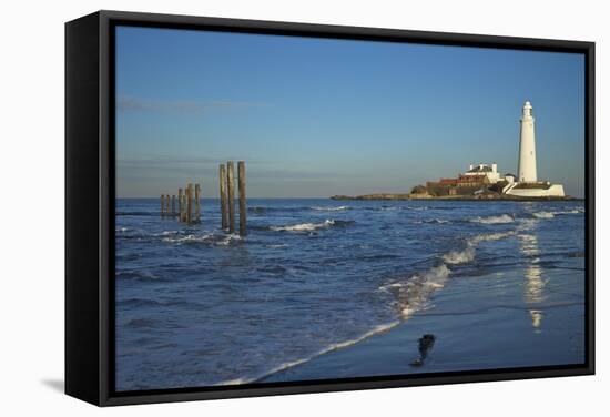 St. Marys Lighthouse, Whitley Bay, North Tyneside, Tyne and Wear, England, United Kingdom, Europe-Peter Barritt-Framed Stretched Canvas