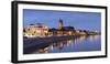 St Mauritius and St Katharina Cathedral and River Elbe at dusk, Magdeburg, Saxony-Anhalt, Germany-Ian Trower-Framed Photographic Print