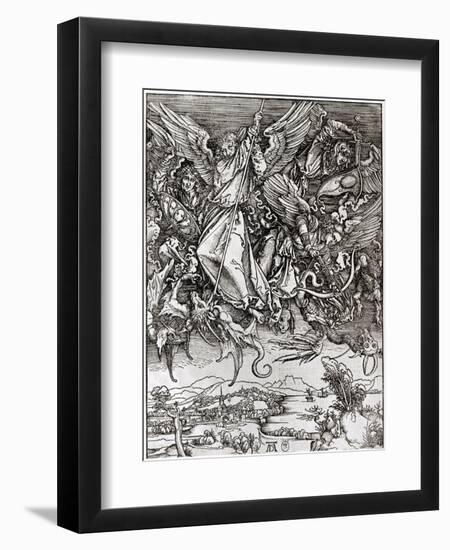 St. Michael and the Dragon, from a Latin Edition, 1511-Albrecht Dürer-Framed Giclee Print