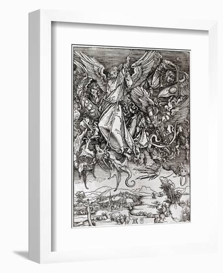 St. Michael and the Dragon, from a Latin Edition, 1511-Albrecht Dürer-Framed Giclee Print