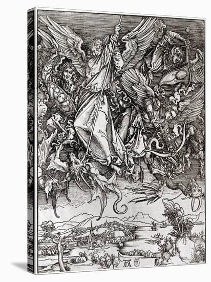 St. Michael and the Dragon, from a Latin Edition, 1511-Albrecht Dürer-Stretched Canvas