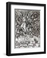 St. Michael and the Dragon, from a Latin Edition, 1511-Albrecht Dürer-Framed Premium Giclee Print