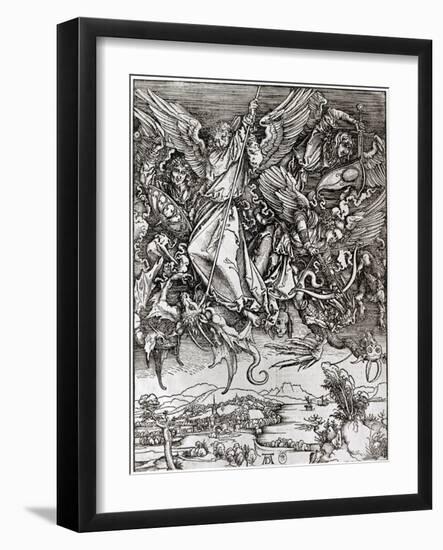 St. Michael and the Dragon, from a Latin Edition, 1511-Albrecht Dürer-Framed Giclee Print